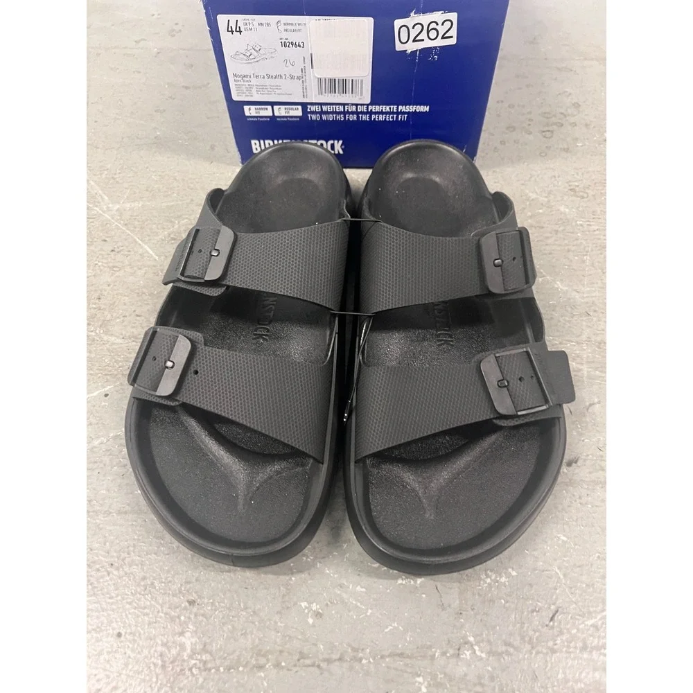 Birkenstock Mogami‎ Terra 1029643 Sandals Mens US 11 Black 2-Strap Comfort Slide